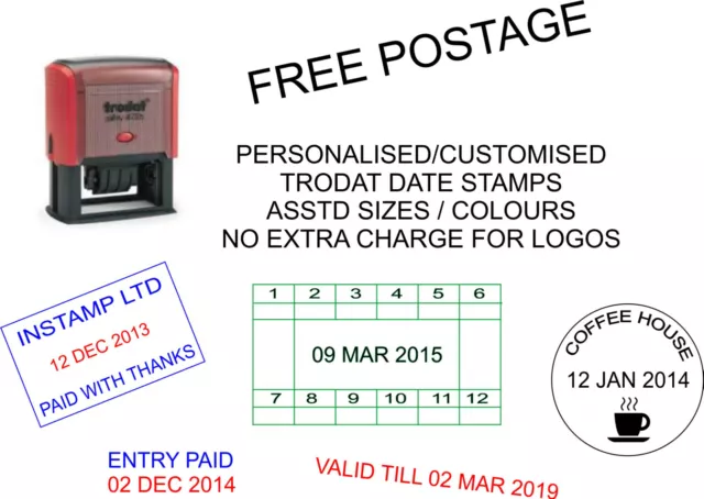 personalised date stamp self inking rubber bespoke chemist pharmacy dater stamp