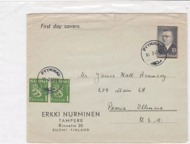 finland 1947 stamps cover ref 19535