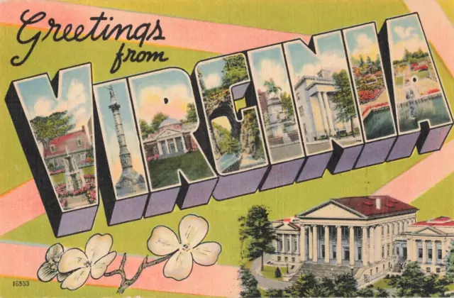 Postcard Greetings from Virginia 16553, The Tichnor News Co., VTG VPC03.