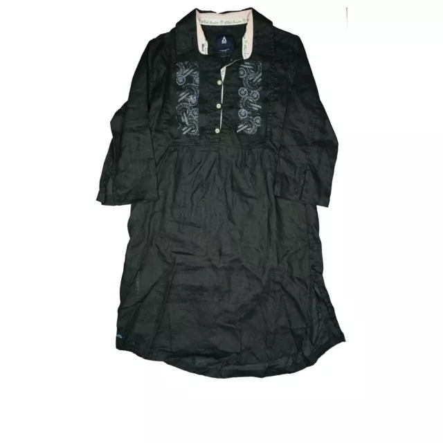 Abito estivo donna lino tunica 3/4 maniche colletto M L nero paillettes