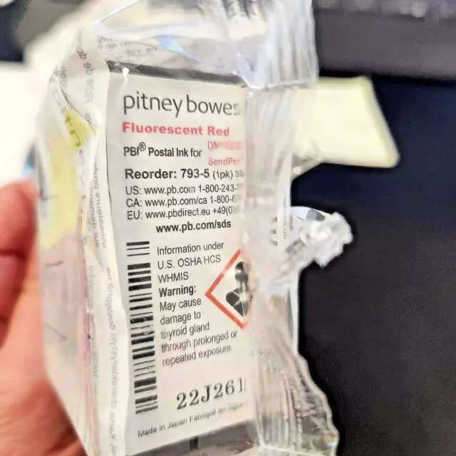 Pitney Bowes 793-5 Ink Cartridge, Fluorescent Red, 35ml, for DM100-200 - OEM