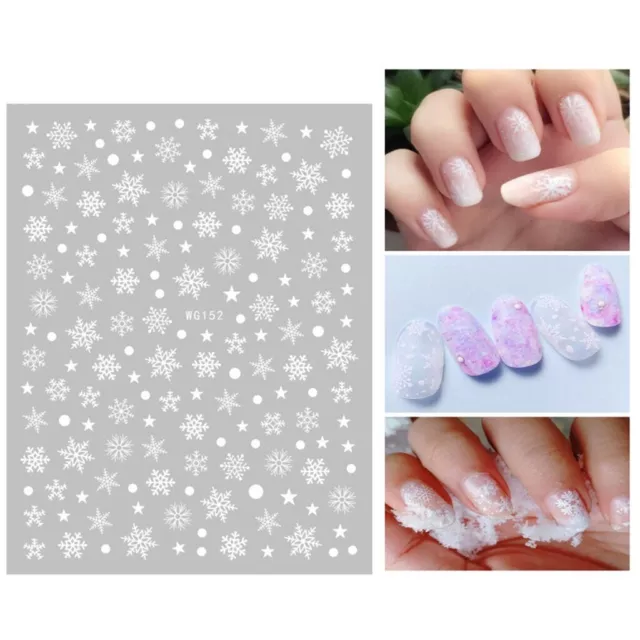 Weihnachten Nail Art Aufkleber Aufkleber weiß Schneeflocken Sterne Schneebälle WG152