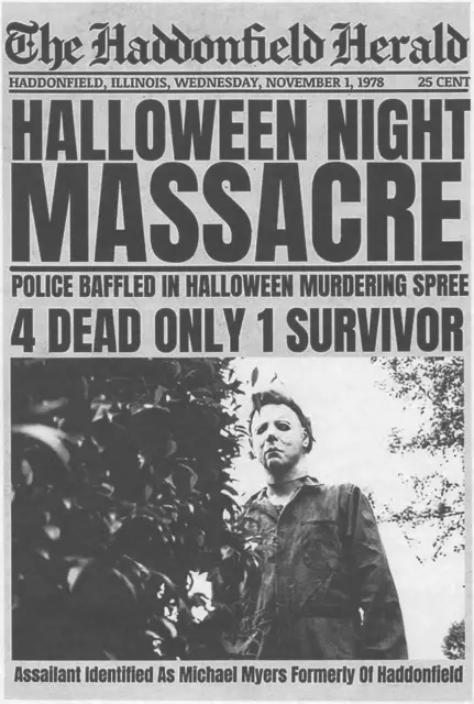1978 Halloween Haddonfield Herald Halloween Night Massacre Michael Myers 🔪🎃