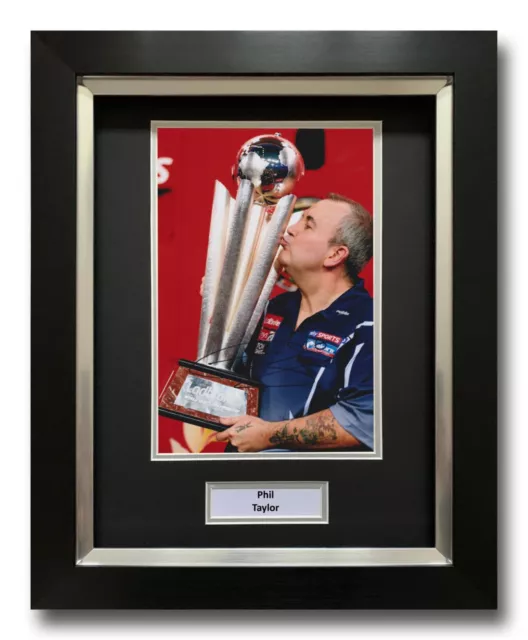 Phil Taylor Hand Signed Framed Photo Display Darts Autograph