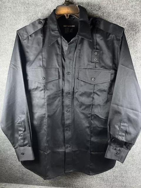 511 Tactical Shirt Button Up Black Zip Up Conceal Work Men's Large 16.5 34/ 35