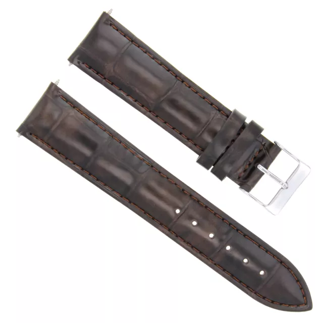 24Mm Genuine Leather Watch Strap Band For Bulova Watch  Dark Brown