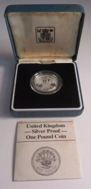 Uk £1 1986 Royal Mint Silver Proof Ireland Flax One Pound Coin Box & Coa
