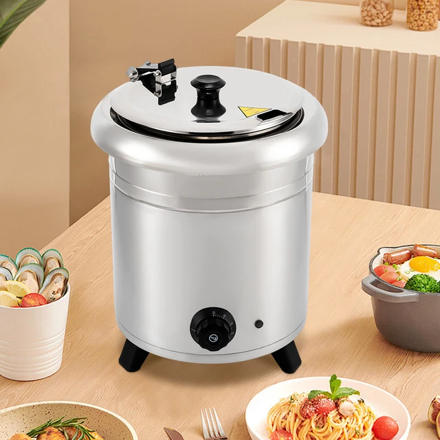 10Qt. Stainless Steel Silver Countertop Electric Soup Kettle Food Warmer 400W