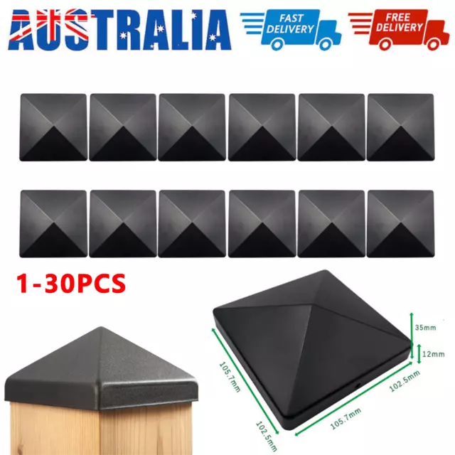 1-30x Black Square Fence Post Plastic Pyramid Post End Caps Outdoor Garden