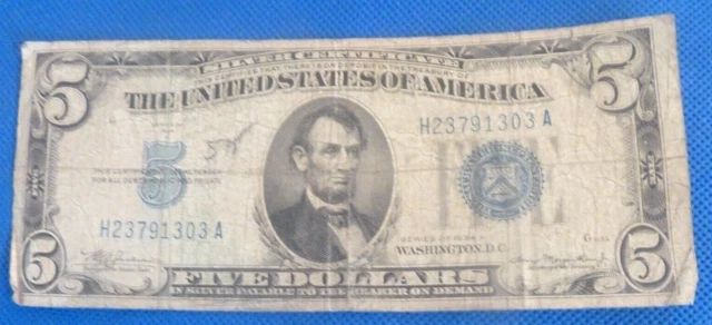 US $5 Five Dollar SILVER CERTIFICATE Series 1934A - Blue Seal