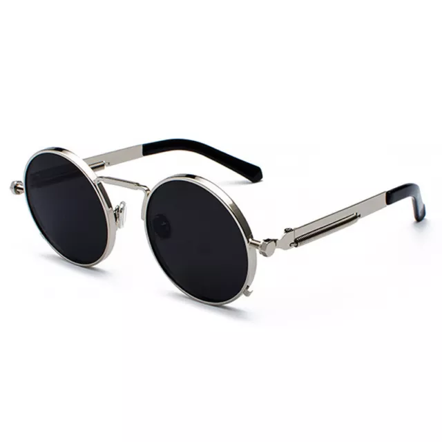 Trendy Steampunk Sunglasses Classic Retro Round Metal Frame Hipster Sun Glasses 3