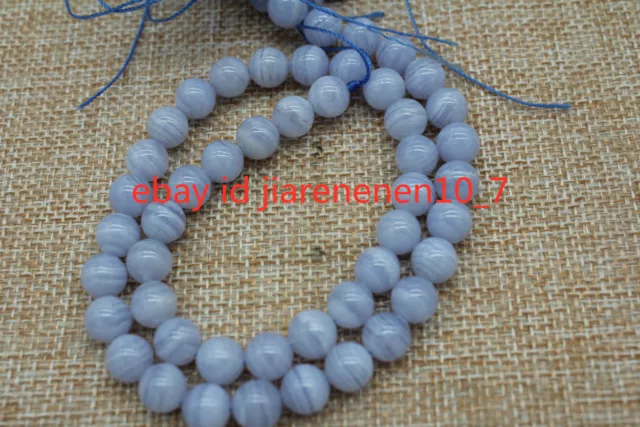 AAA++ Natural Chalcedony Blue Lace Agate Purple Round Beads 4mm 6mm 10mm 15"