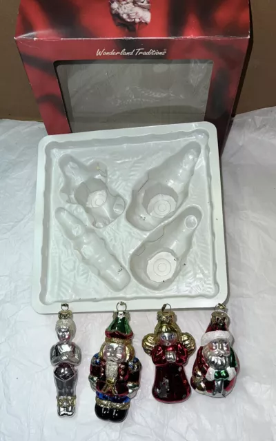Vintage Old World Christmas Glass Hand Crafted Ornament Santa Clause Angel