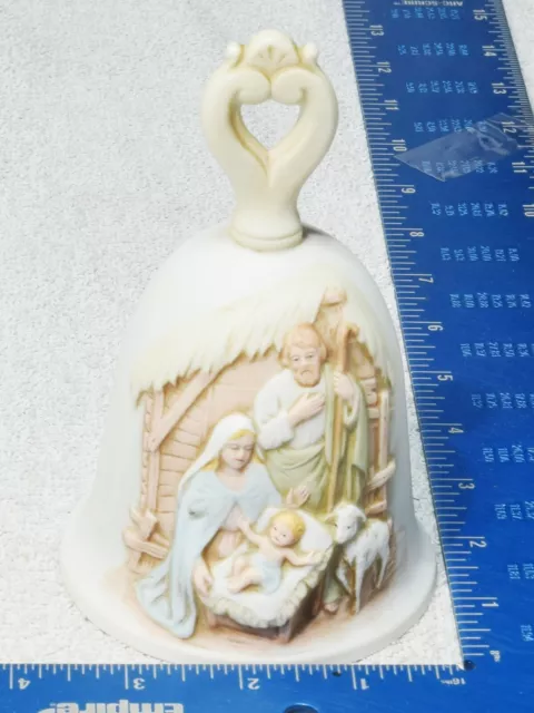 Homco Bell Nativity Sheep Mary Joseph Baby Jesus Porcelain  Decor