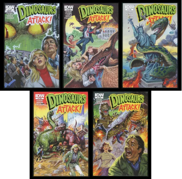 Dinosaurs Attack Comic Set 1-2-3-4-5 Lot Earl Norem art Trading Cards Topps IDW