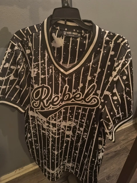 Rebel Minds Cartel Adult Large Pullover Baseball Jersey Black Splatter Shirt