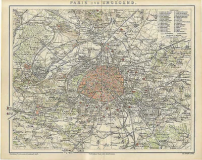 Paris und Umgebung Pariser Bauten Landkarte Opernhaus Stadthaus Brockhaus 2161