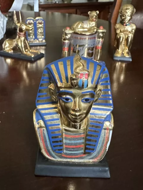 The Franklin Mint 1989  King Tut Porcelain Gold Funerary Mask 24 Kt Gold Thailan