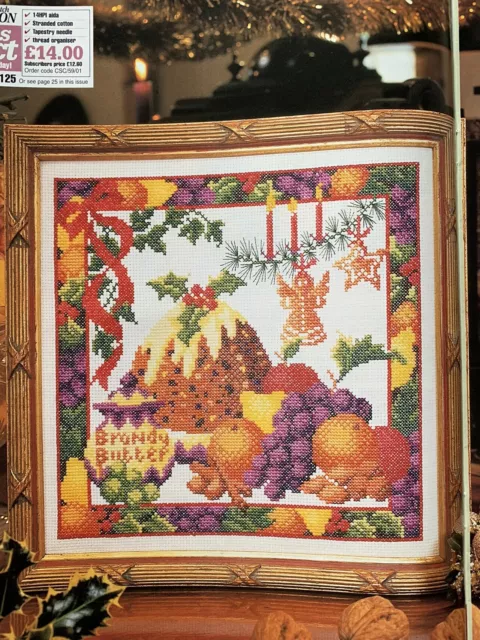 Figgy Pudding Christmas Food Sampler Vintage Cross stitch Design chart