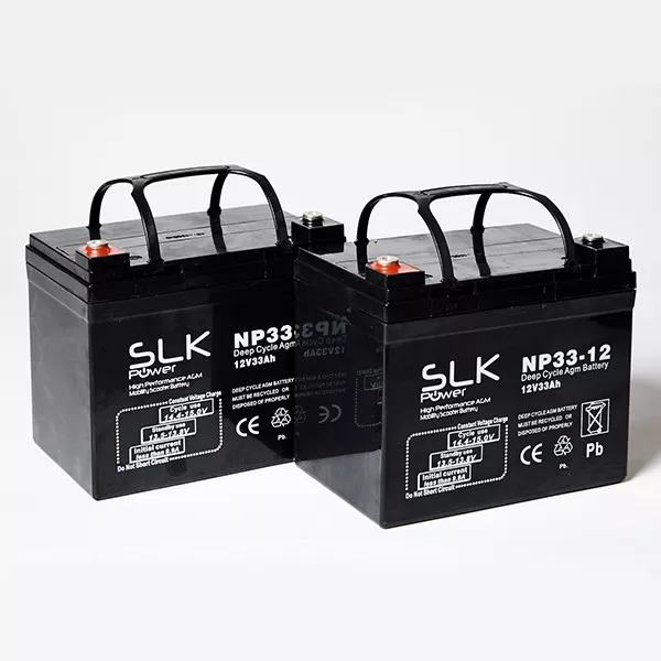 2 x 12v 33AH MOBILITY SCOOTER AGM BATTERIES SAME SIZE AS 30AH 32AH 34AH 36AH