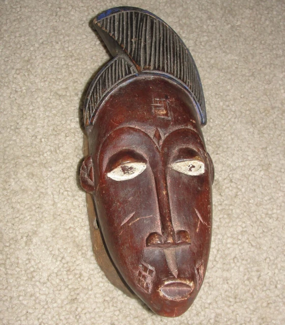 Beautiful African Baule Guro Rare Crest Passport Mask Hand Carved Tribal Artwork 2
