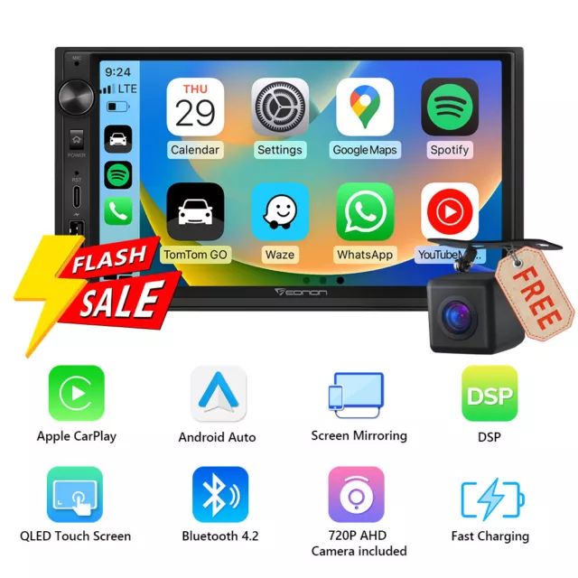 EONON 2DIN 7 autoradio stereo QLED touch screen Android auto carPlay  navigatore satellitare BT EUR 137,55 - PicClick IT