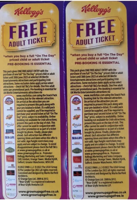 2 X 2 for 1 Entry Voucher For Alton Tower, Legoland Tickets-No Booking Code