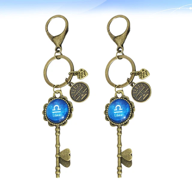 2 Pcs Hanging Keychains Pendant Key Holder Purse Pendants Metal Button 8
