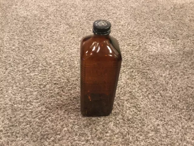 Vintage 1960s FR First Rate Film Photography Solution Amber Glass 1 Quart Bottle