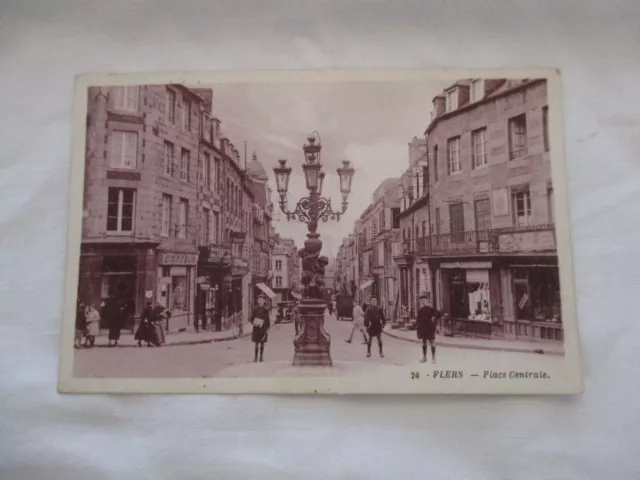 Cpa Dos Vert Orne 61 Flers La Place Centrale