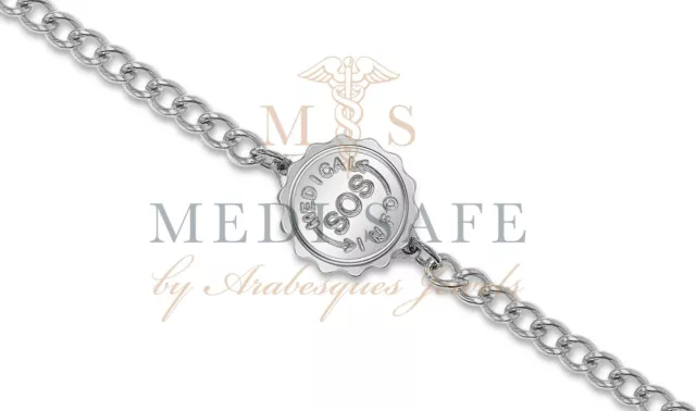 Genuine Medi Safe Stainless Steel Sos Bracelet Medical Allergy Silver Talisman