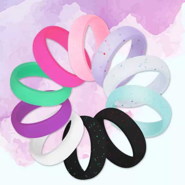 20 Pcs Beach Rings Rubber Simple Silicone Comfortable Glitter