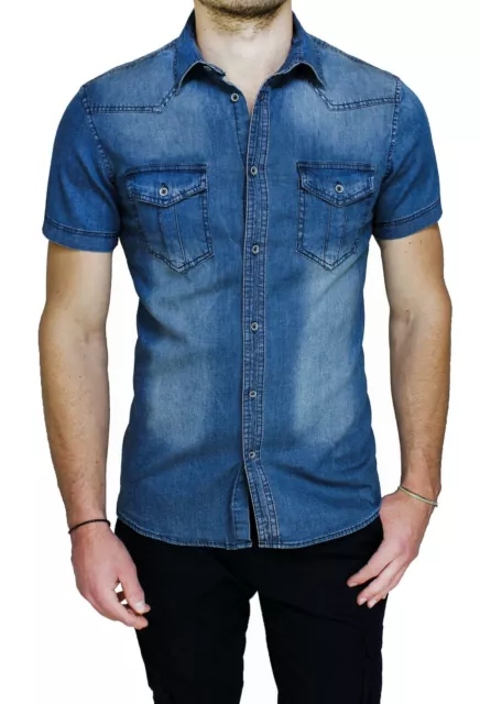 CHEMISE JEANS HOMME Diamond Printemps Ete Denim Bleu Casual Slim Fit De M A XXL EUR 73 50 PicClick FR