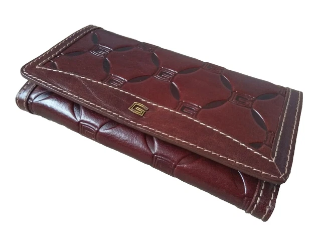 Portacarte lungo con zip in pelle di vitello granata - Rosso intenso