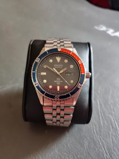 Orologio Vintage 1991 Seiko SQ Sports 150 Pepsi Diver Quarzo 5Y23-6060