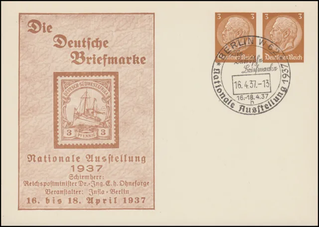 PP 134 Briefmarkenausstellung DSWA Schiff, passender SSt BERLIN 16.4.1937