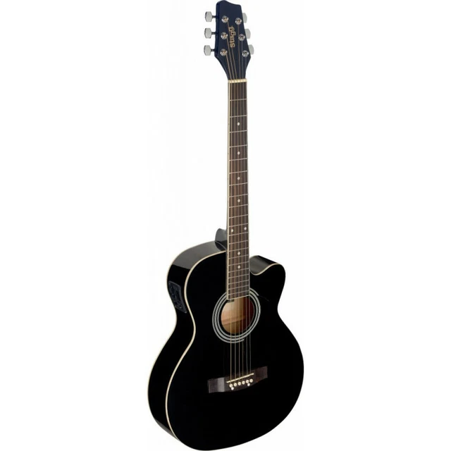 Stagg SA20ACE BLK - Guitare électro-acoustique auditorium pan coupé noire