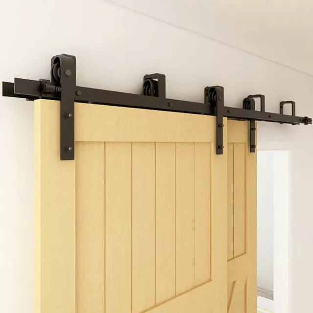 4FT ~ 20FT Rustic Sliding Barn Door Hardware Track Kit for Single/Double/Bypass 2