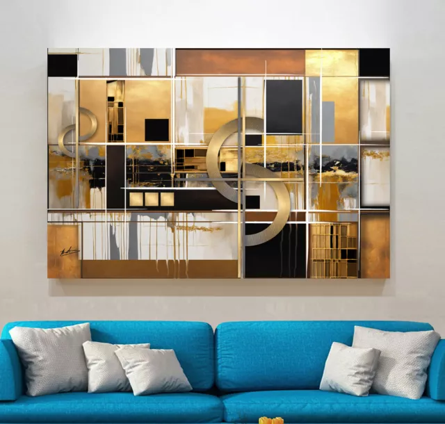 Leinwand Bild Abstrakt Geometrisch Wandbilder XXL Wohnzimmer Modern 4943A