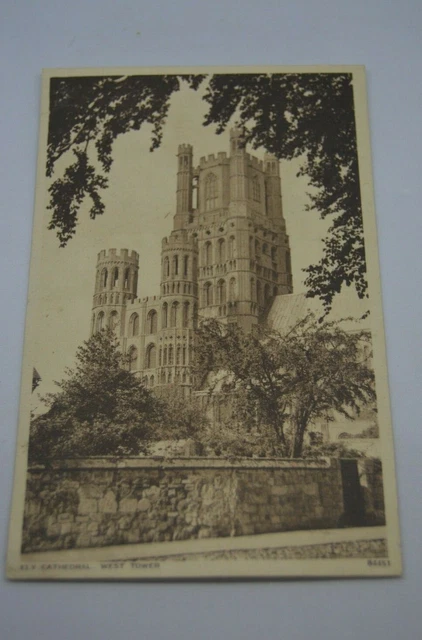 Ely Cathedral West Tower Photochrom postcard