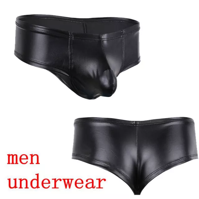 US Mens G-string Underwear Faux Leather Thong Mini Briefs Sissy Pouch Panties