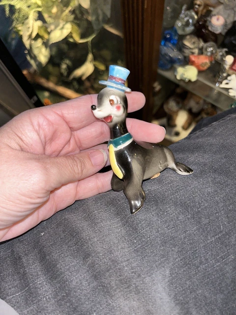 Vintage Porcelain Sea Lion With Hat Labeled