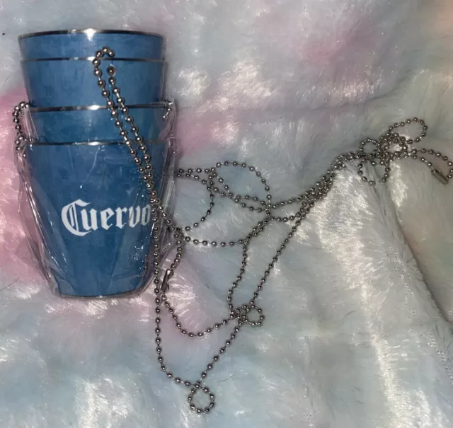 JOSE CUERVO Shot Glasses With Neck Chain  Stainless Steel Lot Of 4 Tequila Party