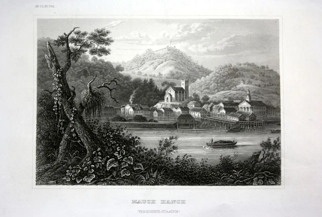 Aprox. 1840 Mauch Hanch América America Aspecto View Grabado de Acero Grabado