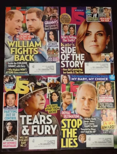 Lot of 21 Us Weekly Magazines Royal Family Queen, William Harry Meghan Kate