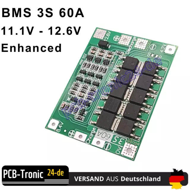 BMS 3S 60A 12,6V Enhance Platine für Li-ion Akku, Batterie Schutz Platine