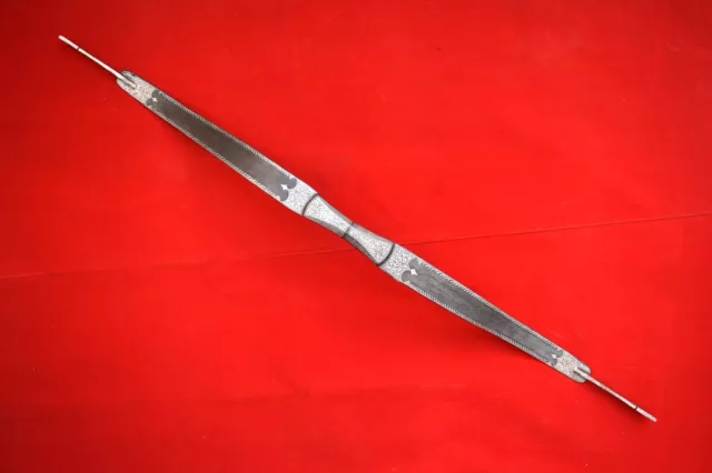 Vtg Mughal Islamic ottoman Silver Damascened Bow Damascus Steel Bow Archery