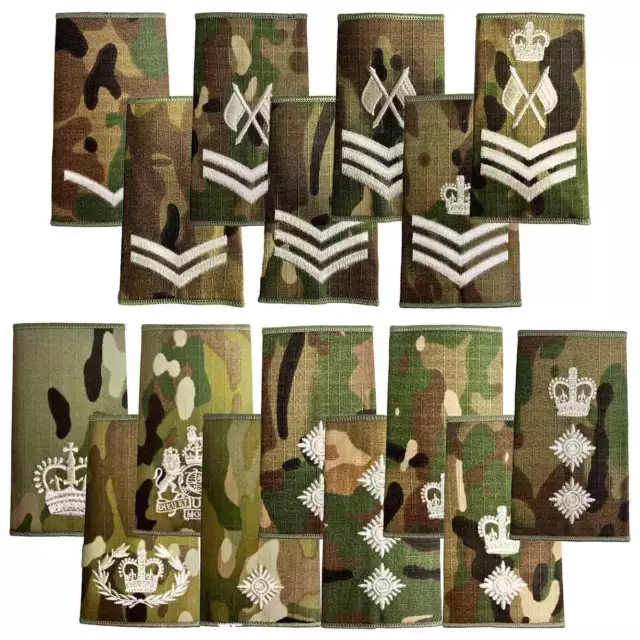 Multicam Rank Slides with Ivory Embroidery (Pair)