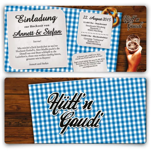 Einladungskarten zur Hochzeit Hütt'n Gaudi Frühschoppen Oktoberfest Wiesn Bayern