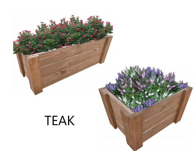 PFLANZKASTEN HOLZ PFLANZKÜBEL Garten Blumenkasten Blumenkübel Folie D24